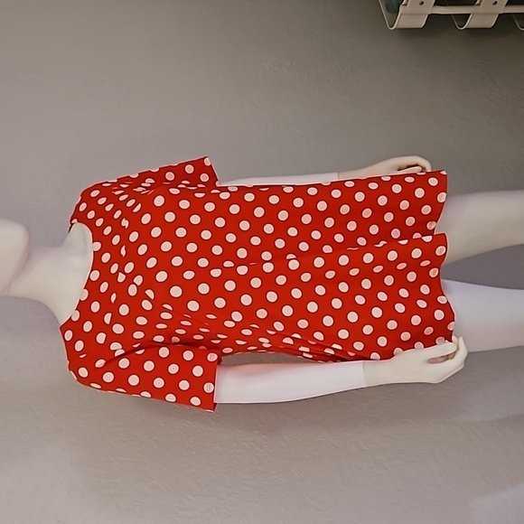 MOA COLLECTION Red Polka Dot Short Sleeve Blouse - Picture 2 of 6